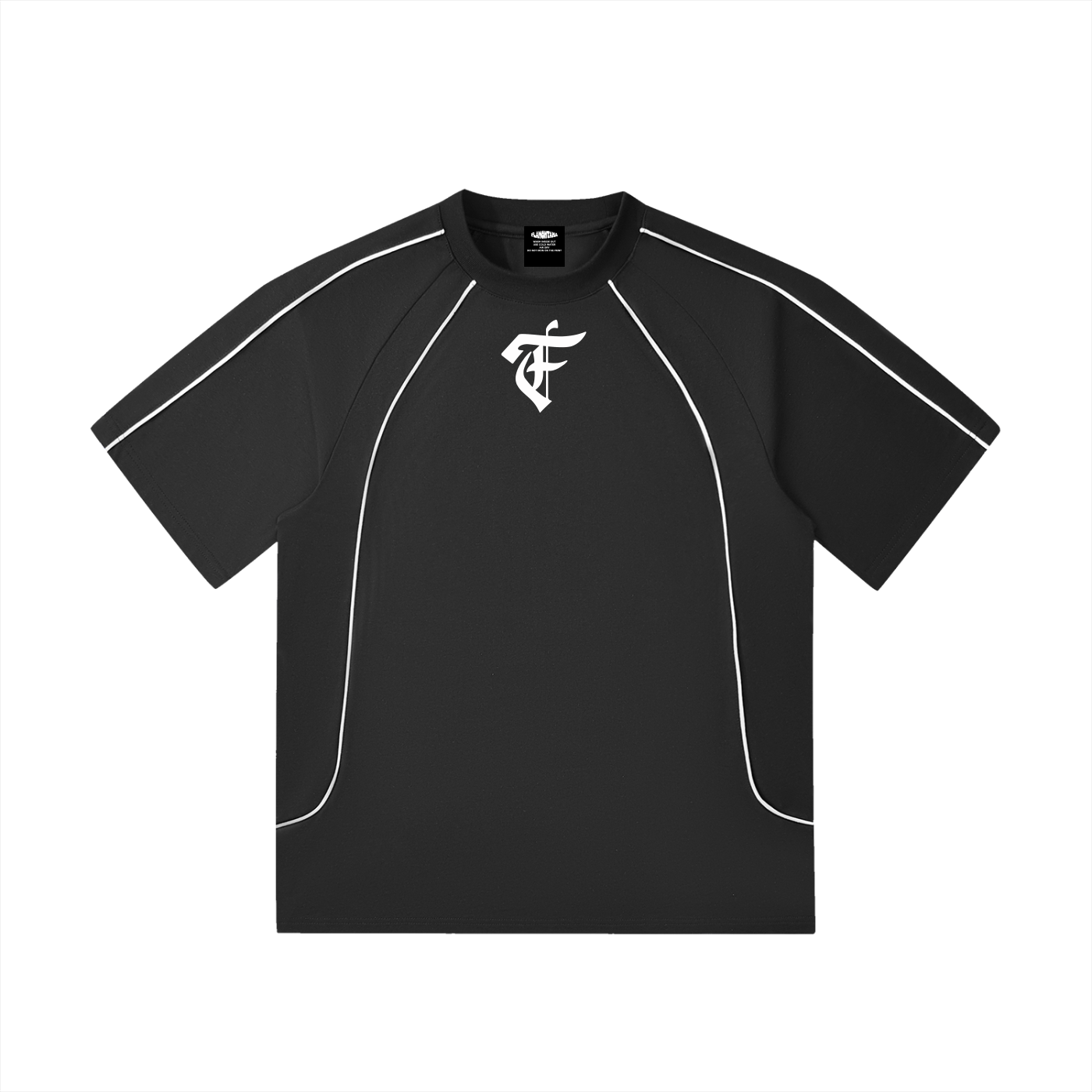 'F' Black Piped Short Set