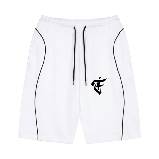 'F' Piped Shorts White