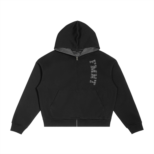 FMNT Plaid Hoodie Black