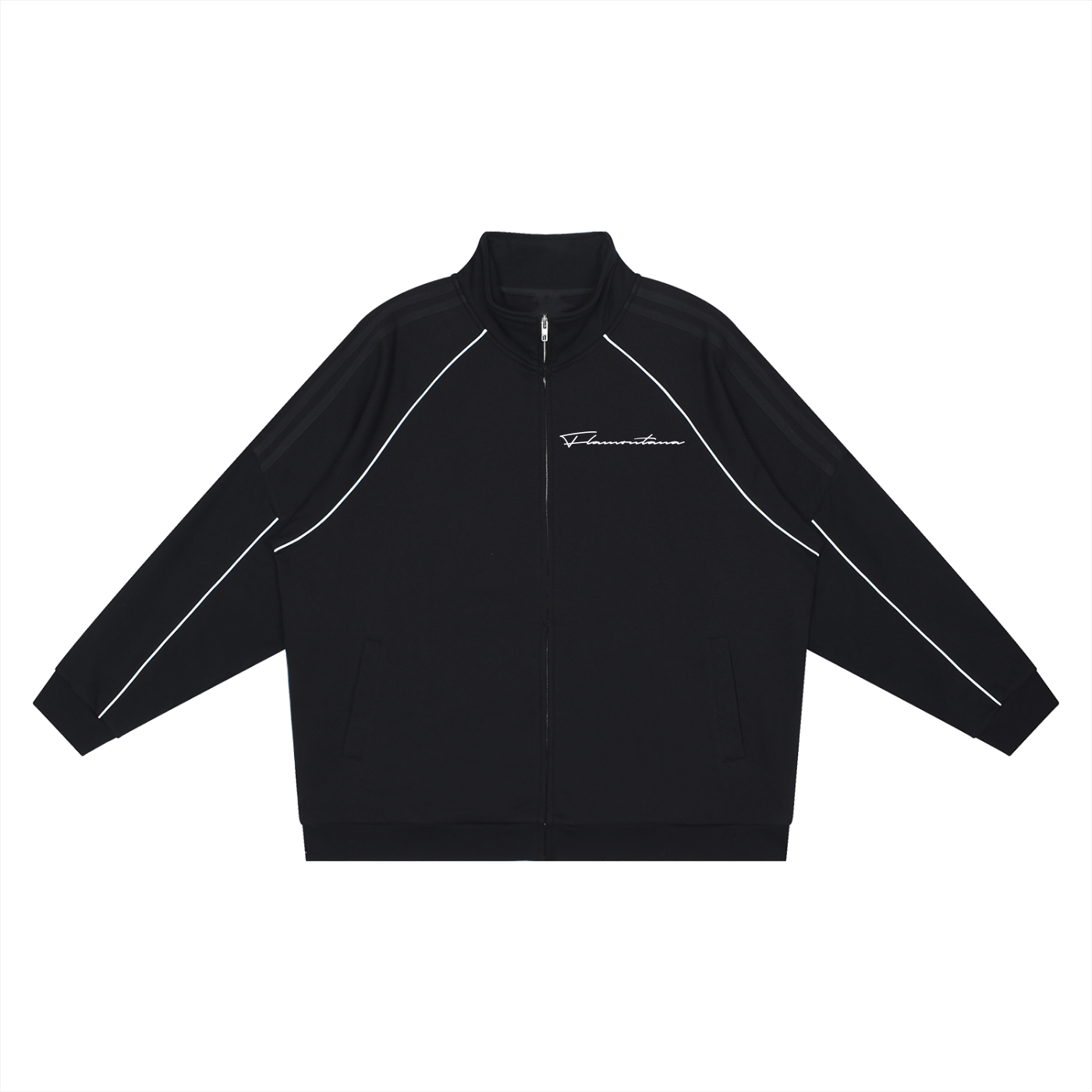Flamontana Black Reflective Piped Tracksuit