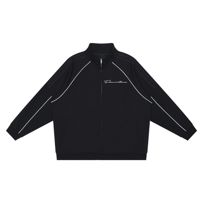 Flamontana Black Reflective Piped Tracksuit