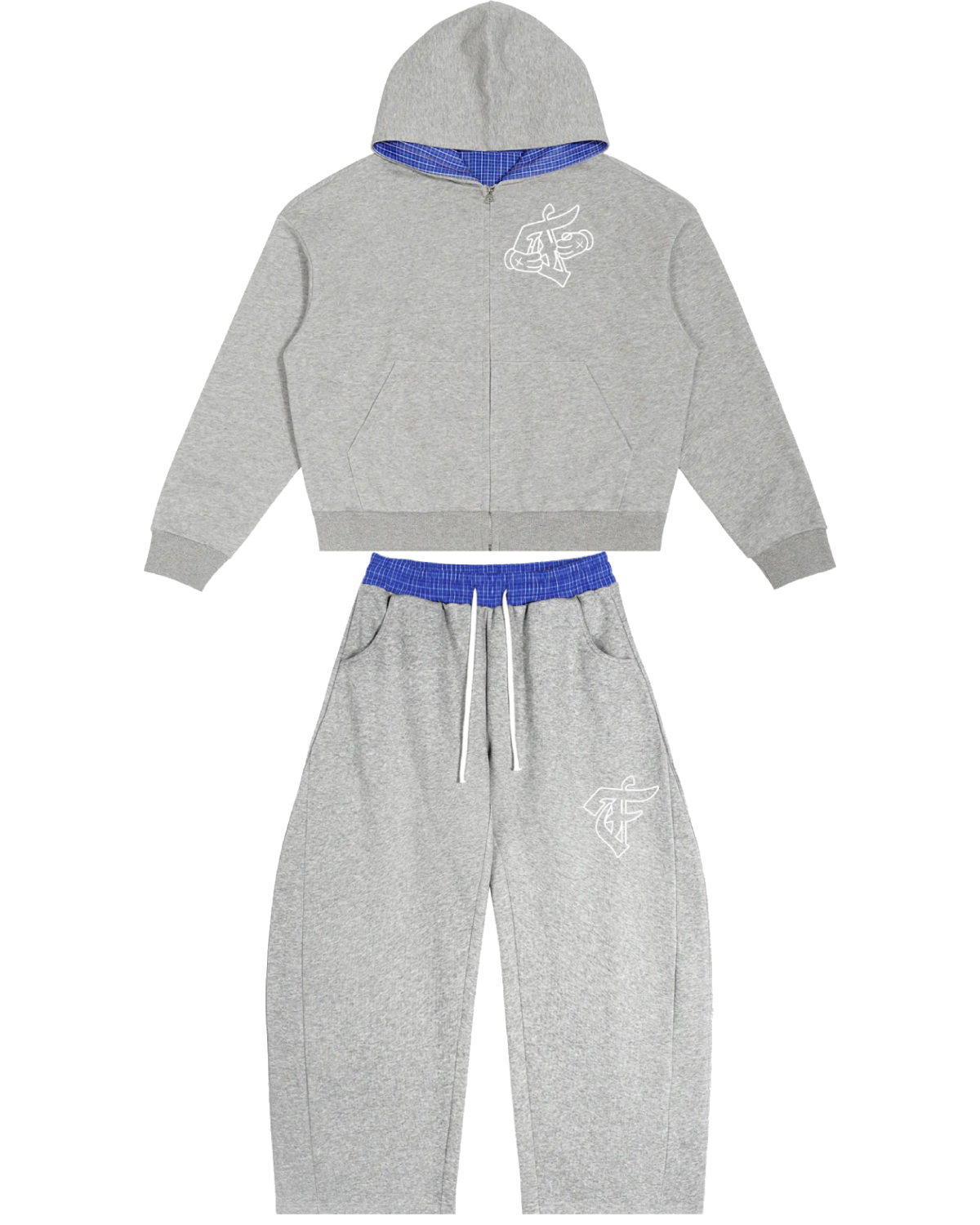 'F' Grey Plaid Set