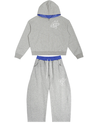 'F' Grey Plaid Set