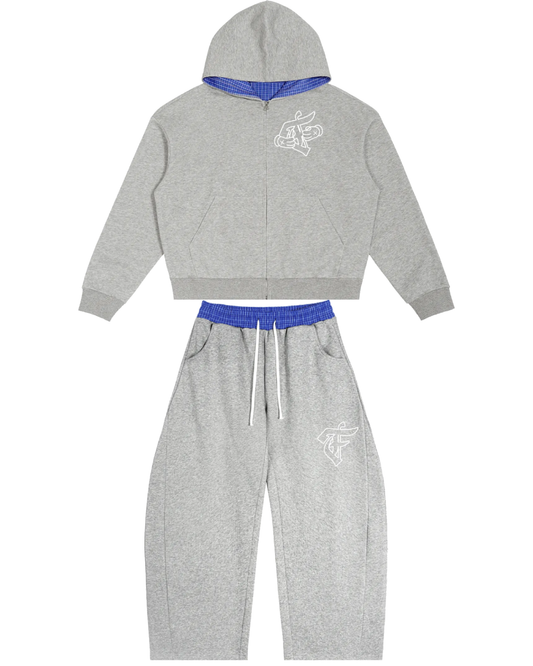 'F' Grey Plaid Set