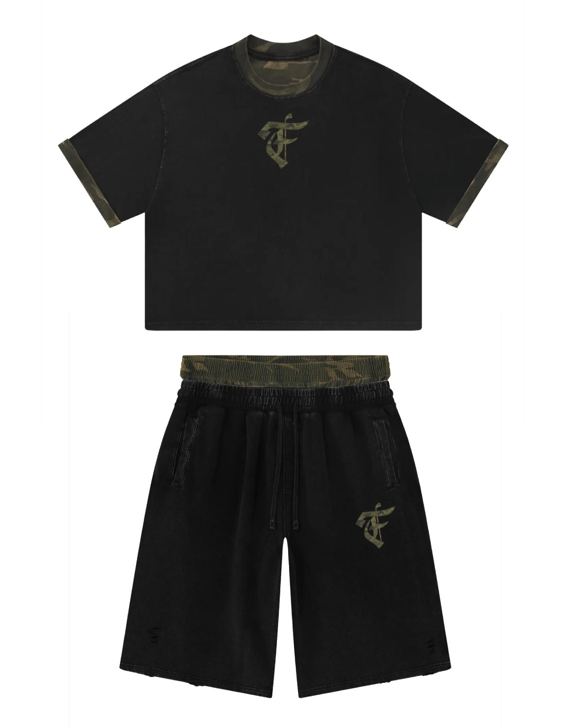 'F' Camo Shirt and Short Set