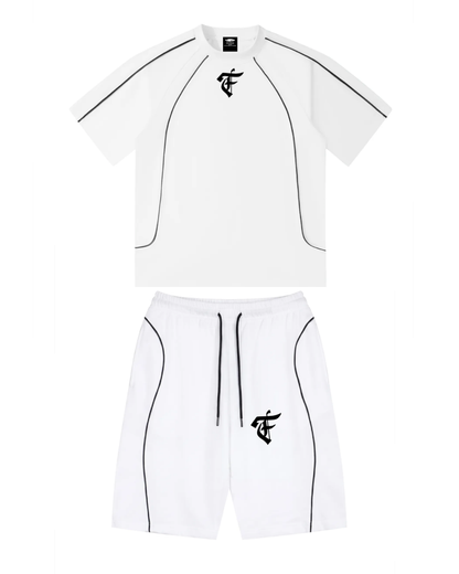 'F' White Piped Set