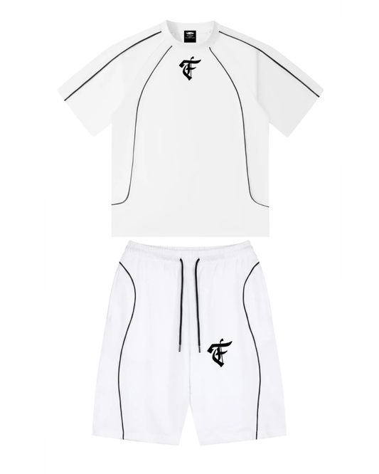 'F' White Piped Set