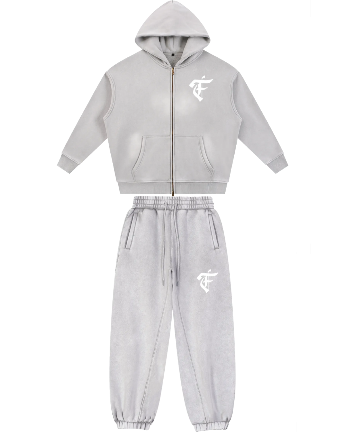 'F' Faded Boxy Grey Set