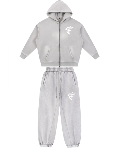 'F' Faded Boxy Grey Set