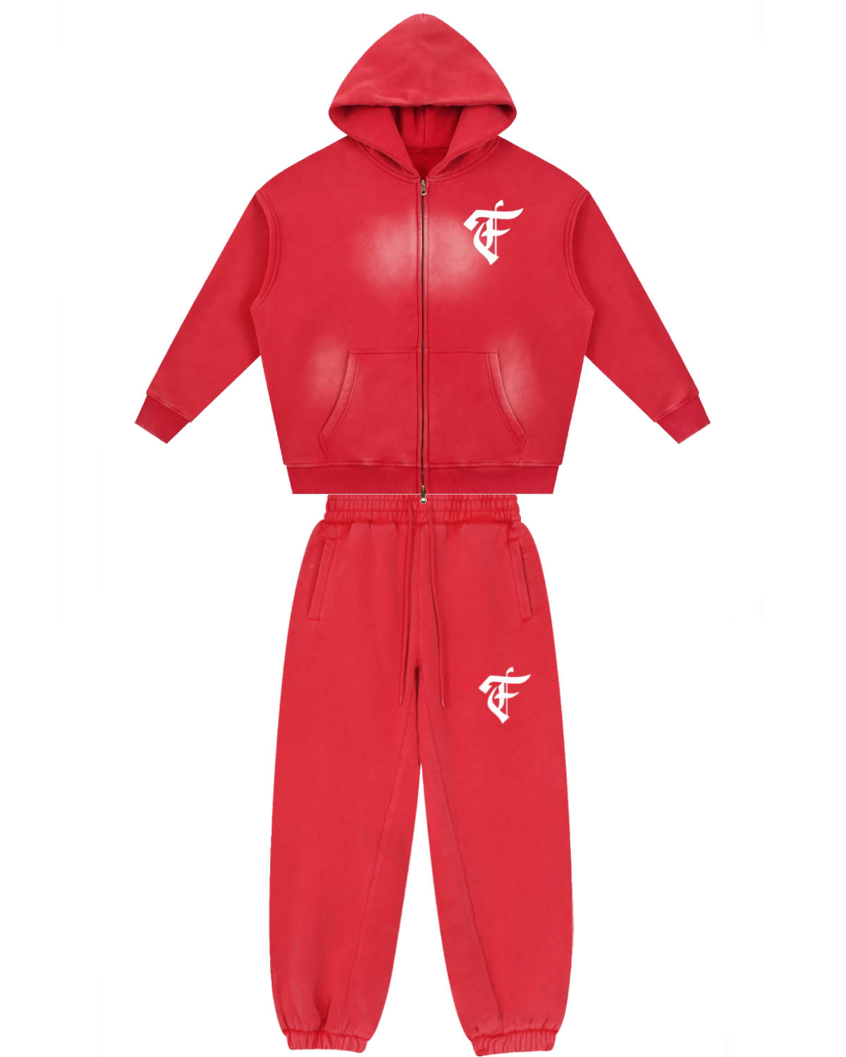 'F' Red Faded Boxy Set