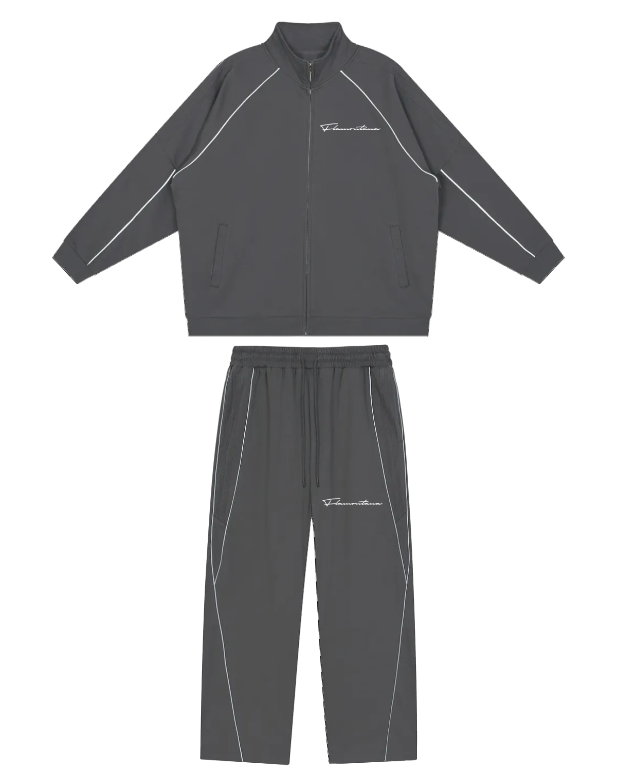 Flamontana Grey Reflective Piped Tracksuit