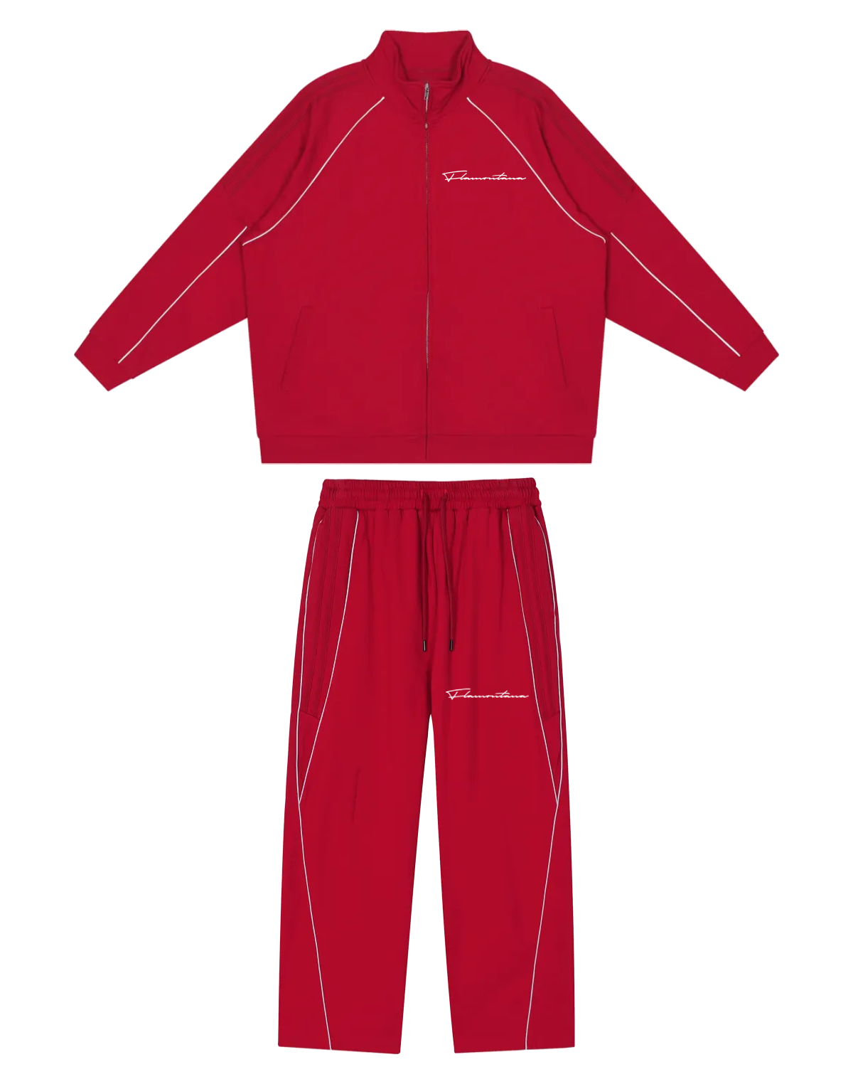 Flamontana Red Reflective Piped Tracksuit