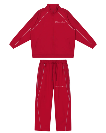 Flamontana Red Reflective Piped Tracksuit