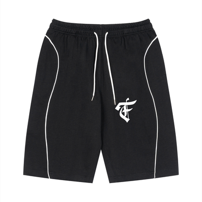'F' Black Piped Short Set