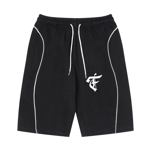 'F' Piped Shorts Black
