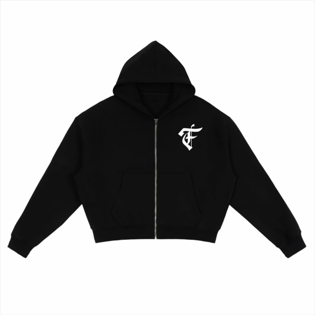 'F' Logo Boxy Zip-Up Hoodie