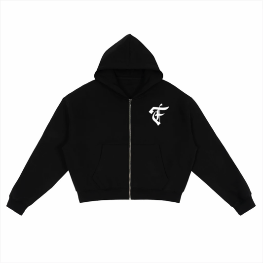 'F' Logo Boxy Zip-Up Hoodie