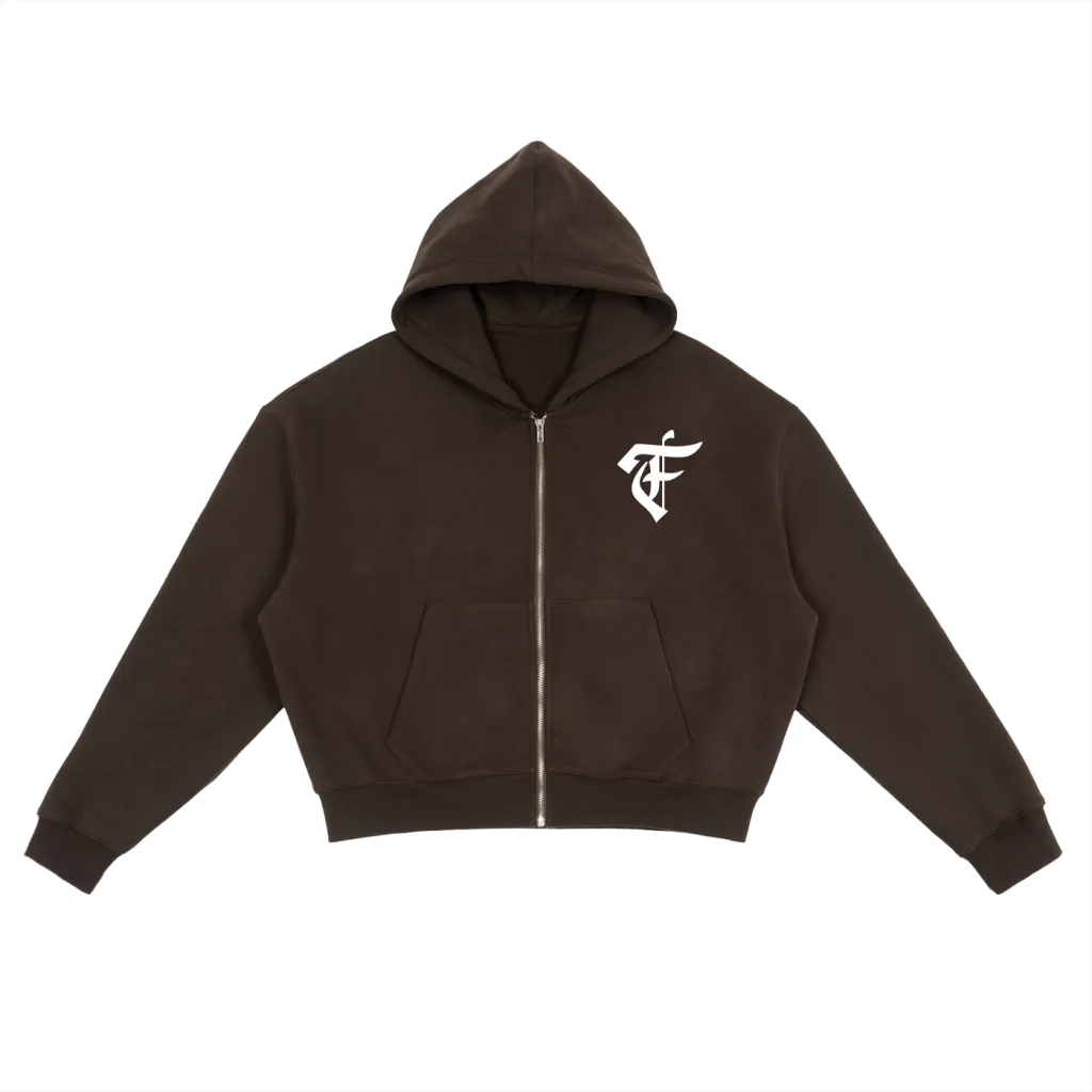 'F' Logo Boxy Zip-Up Hoodie