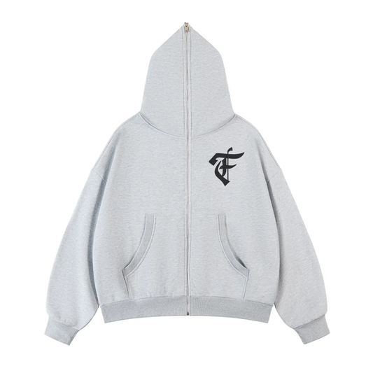 'F' Logo Boxy Full-Zip Hoodie