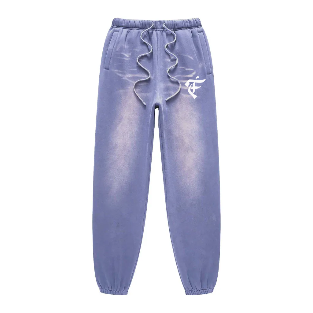 'F' Washed Denim Blue Joggers